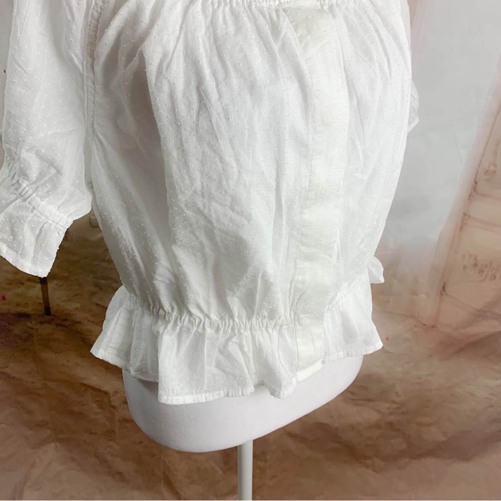 NEW J Crew Gathered Scoopneck top in Swiss-dot - Picture 8 of 12